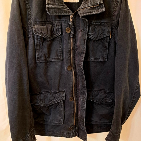 Hollister Vintage Men's XL Dark Blue Military Field Y2K Jacket 100% Cotton - Picture 2 of 16